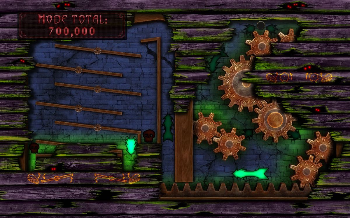 Pinball FX2 (Windows) screenshot: Sorcerer's Lair: a puzzle mini-game where you need to rotate the gears to move the ball around.