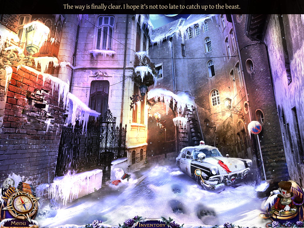 Mystery Trackers: Four Aces (Windows) screenshot: I uncovered a police car under the snow.