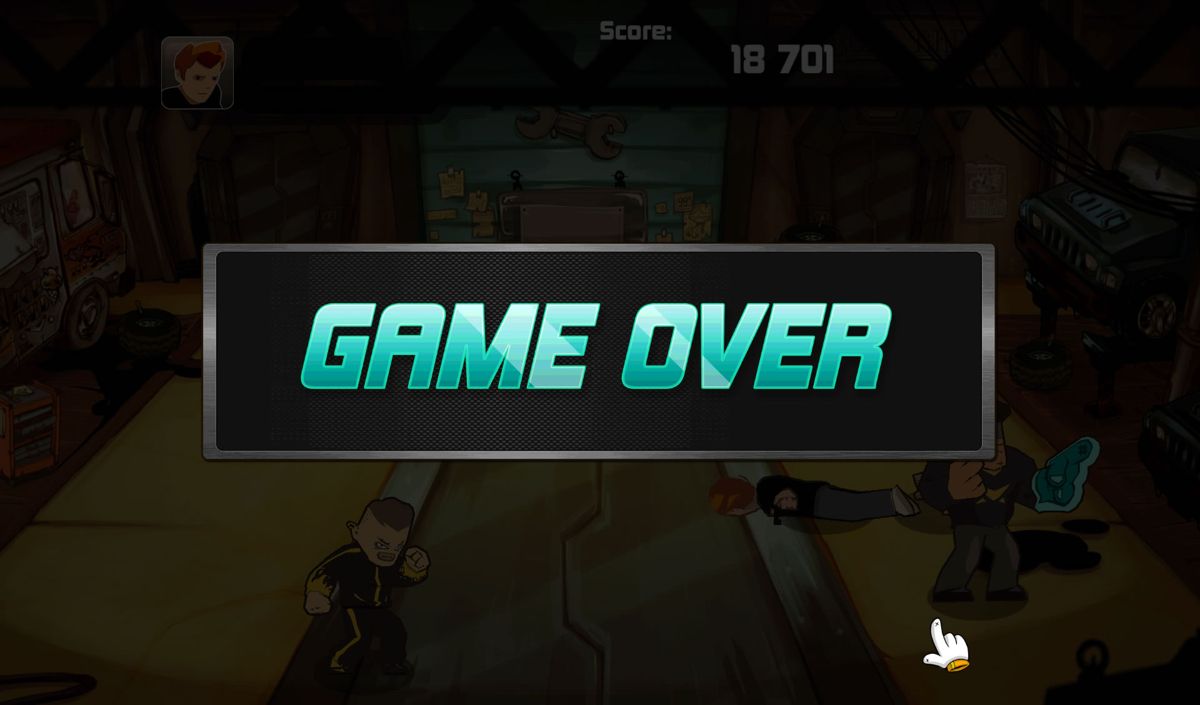 Combo Crew (Android) screenshot: Game over