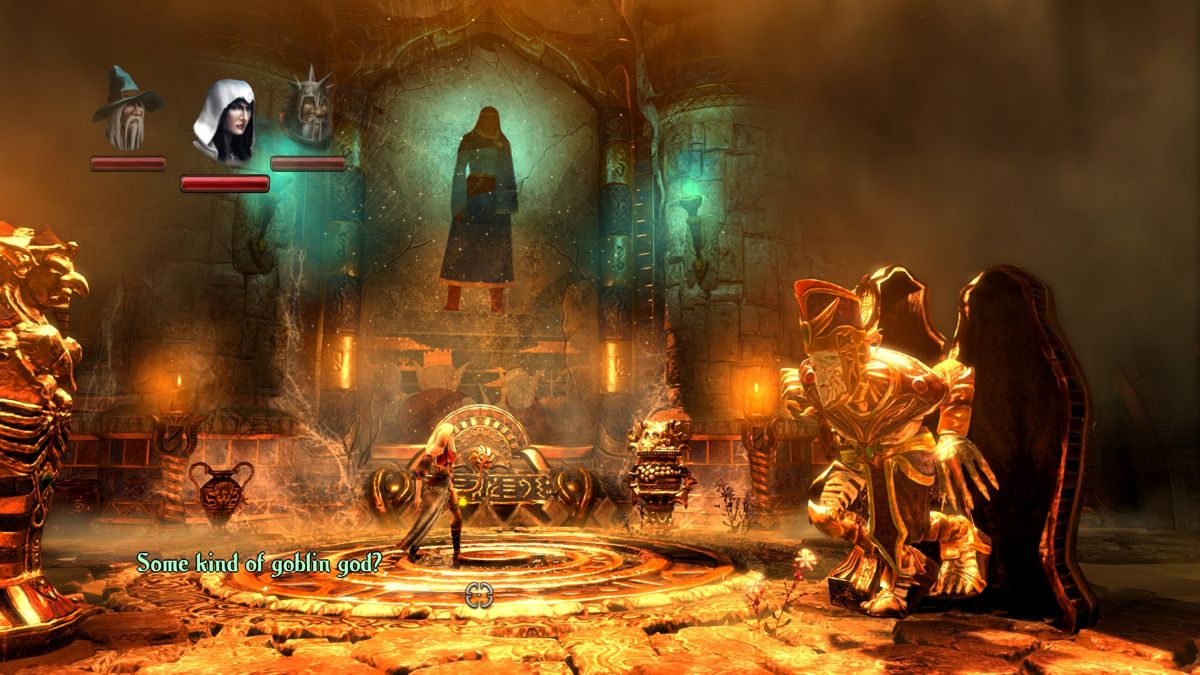 Trine 2: Goblin Menace (Windows) screenshot: Goblin mummy coming out of sarcophagus.