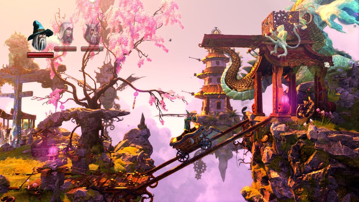 Trine 2: Goblin Menace (Windows) screenshot: Pulling your own wagon.