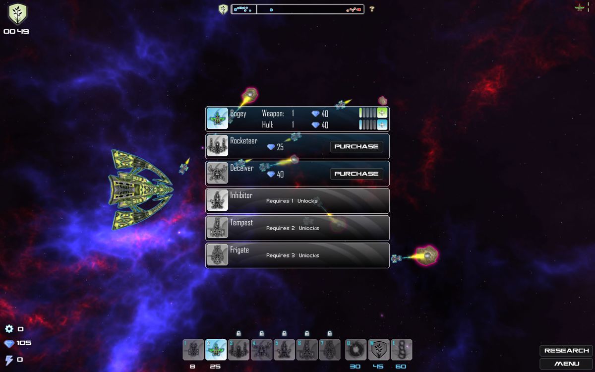 Aeon Command (Windows) screenshot: Available upgrades through research