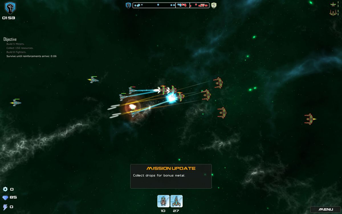 Aeon Command (Windows) screenshot: An engagement in the middle of the level