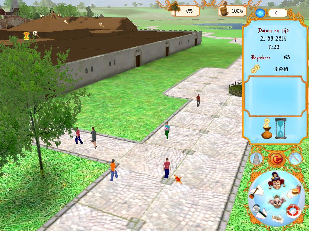 Efteling Tycoon (Windows) screenshot: Some visitors walking around the park.