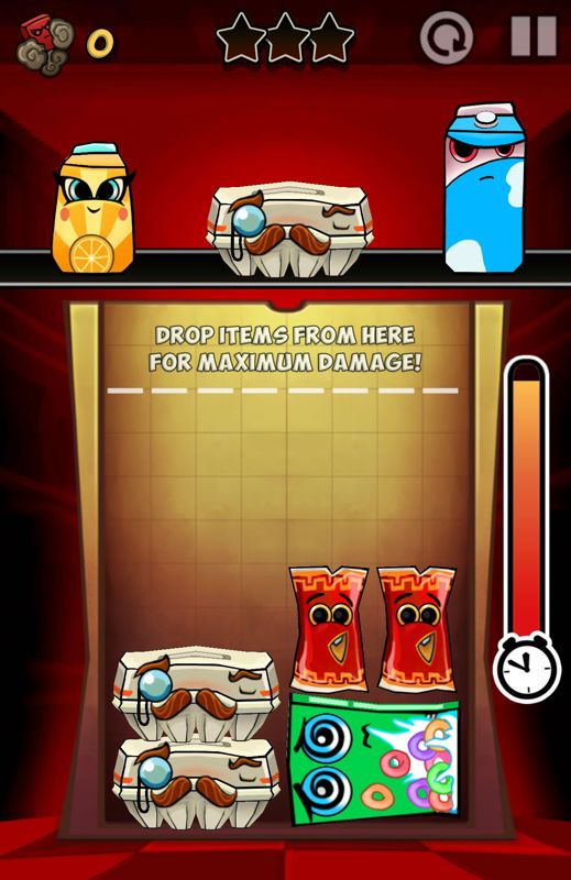 Bag It! (Android) screenshot: In this game you actually need to crush as many items as possible with a time limit.