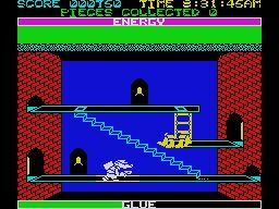 Roland's Ratrace (ZX Spectrum) screenshot: Long stairs up