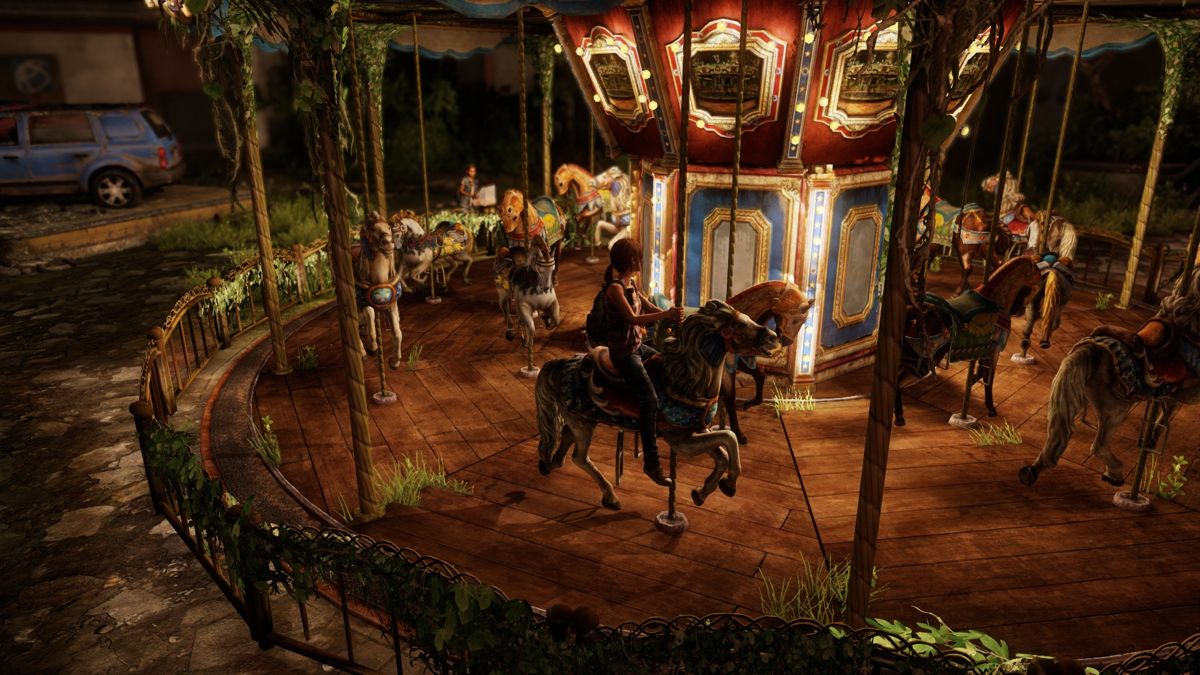 The Last of Us: Left Behind (PlayStation 4) screenshot: Taking a ride on the merry-go-round.