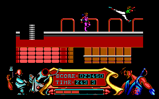 Strider (DOS) screenshot: Watch out for the kung-fu girls