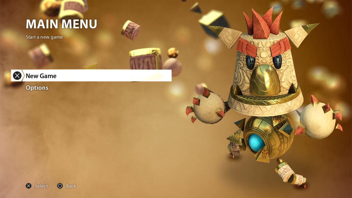 Knack (PlayStation 4) screenshot: Main menu