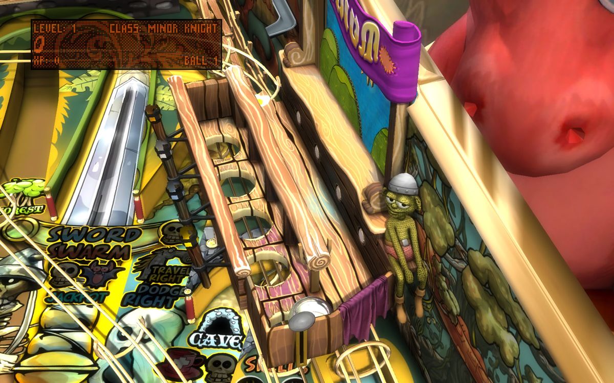 Pinball FX2: Epic Quest (Windows) screenshot: The Orcanium where you push the wooden poles to get the ball into one of the holes.