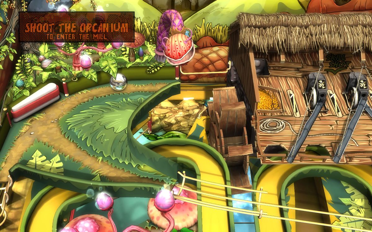 Pinball FX2: Epic Quest (Windows) screenshot: The bottom part with the flipper leading Orcanium and the plant that can pick up your ball.