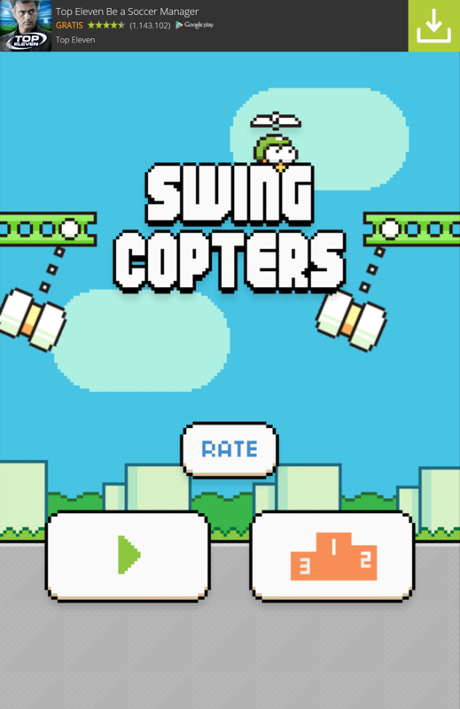 Swing Copters (Android) screenshot: Main menu