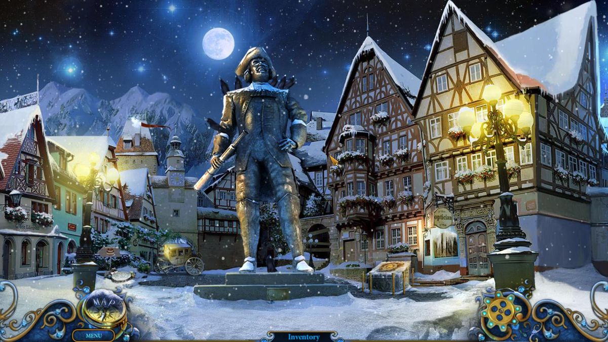 Royal Detective: The Lord of Statues (Windows) screenshot: Town square - Statue of Admiral Holgerd