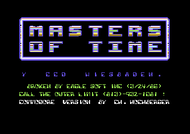 Masters of Time (Commodore 64) screenshot: Title Screen