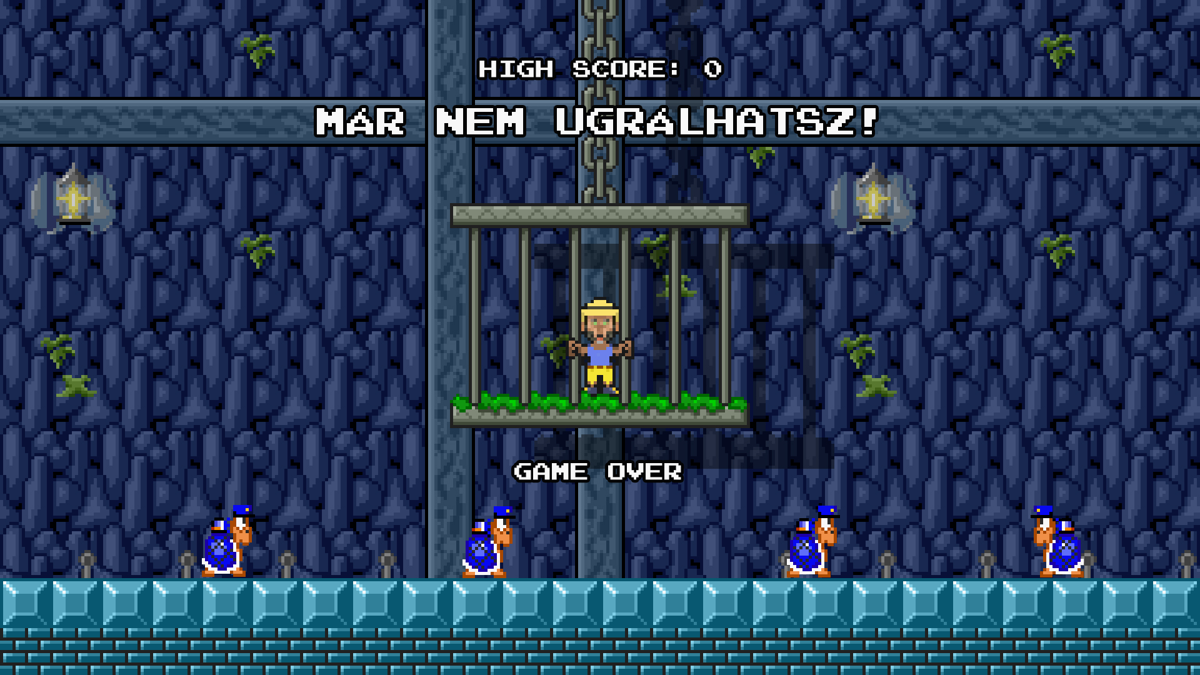 Super Mészáros: The Game (Browser) screenshot: Losing screen