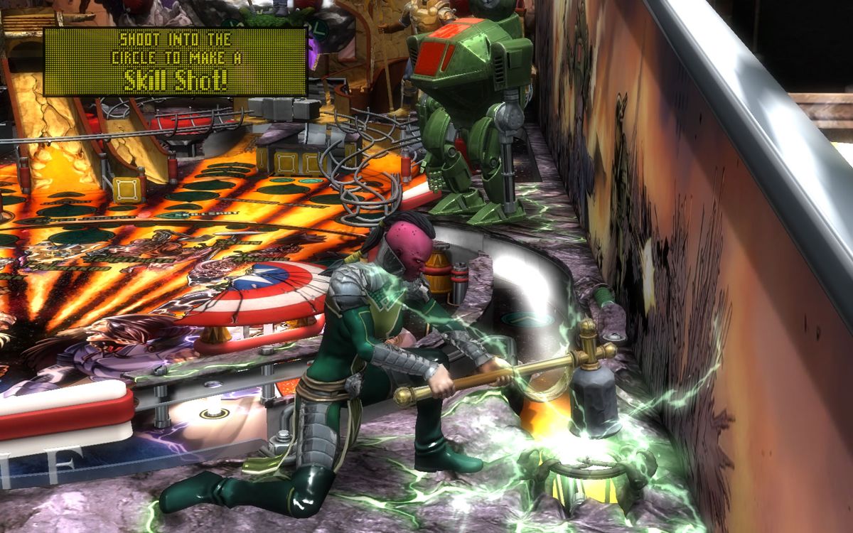 Pinball FX2: Marvel Pinball - Avengers Chronicles (Windows) screenshot: <i>Fear Itself</i> - This is how you launch the ball.