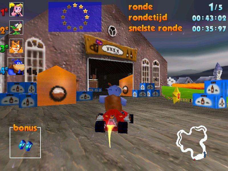 RedCat SuperKarts (Windows) screenshot: Playing a starrace in Great Britain.