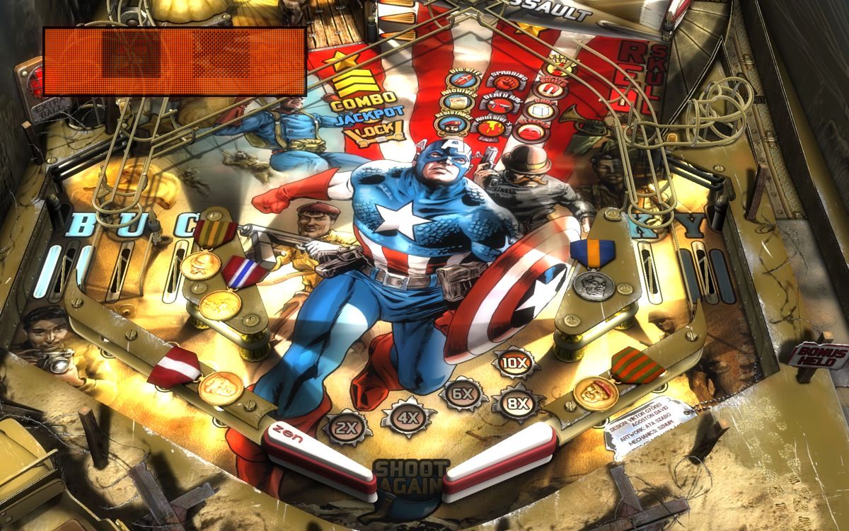 Pinball FX2: Captain America (Windows) screenshot: Bottom part of the table