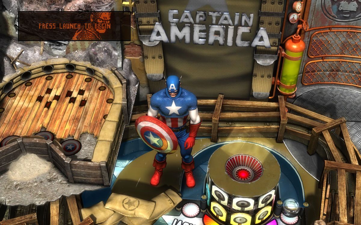 Pinball FX2: Captain America (Windows) screenshot: Upper part of the table