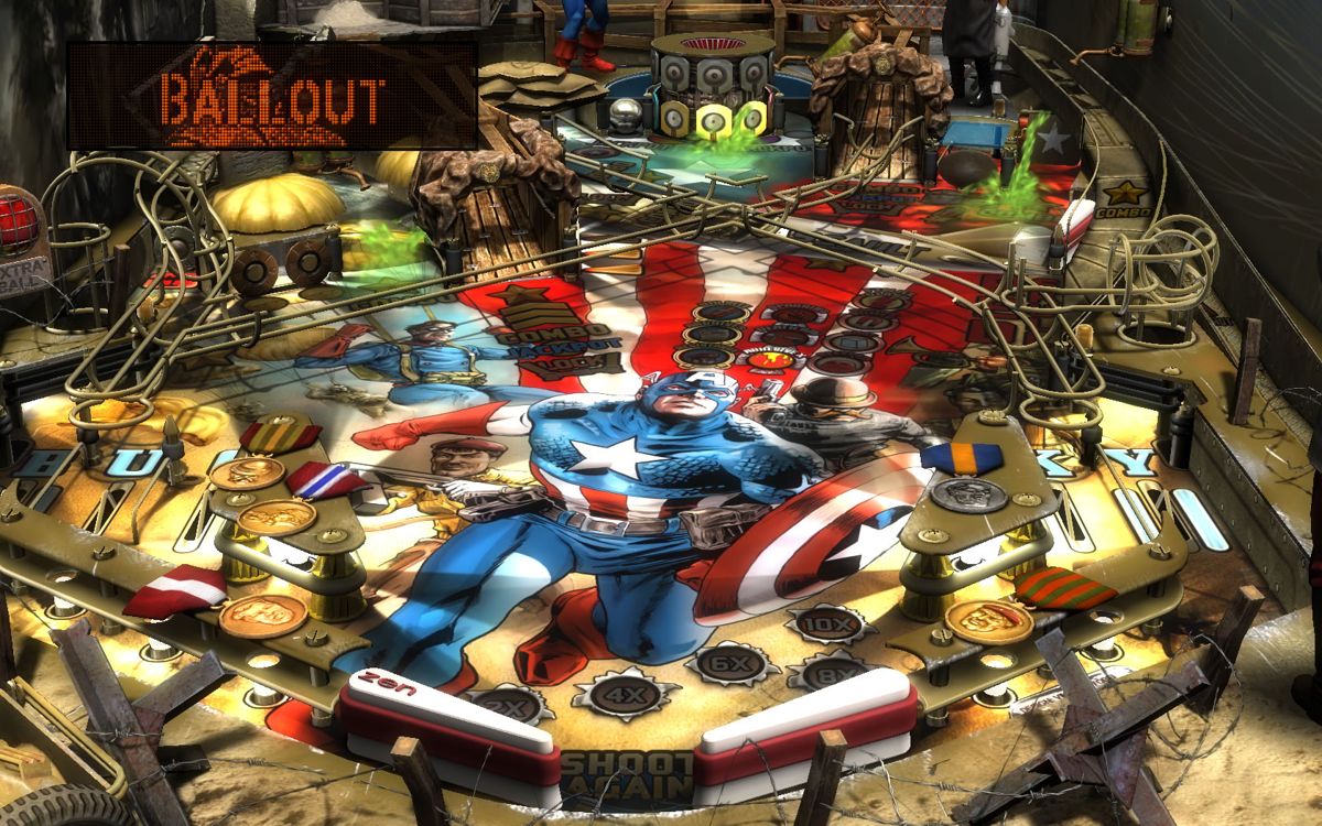 Screenshot of Pinball FX2: Captain America (Windows, 2011) - MobyGames