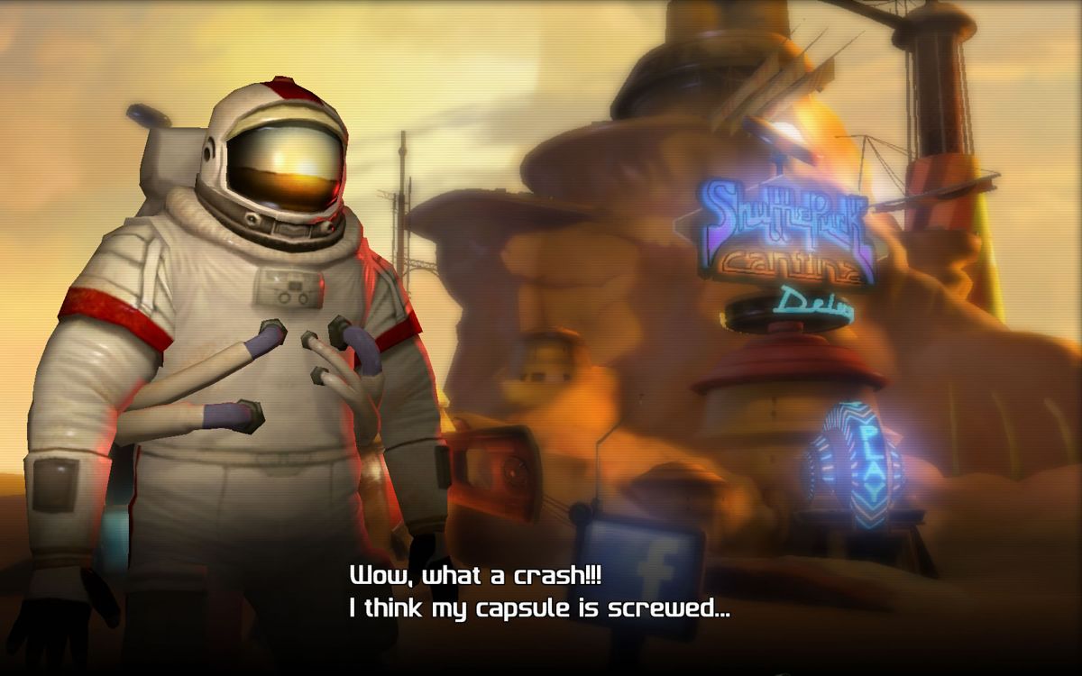 Shufflepuck Cantina (Windows) screenshot: The astronaut after the crash