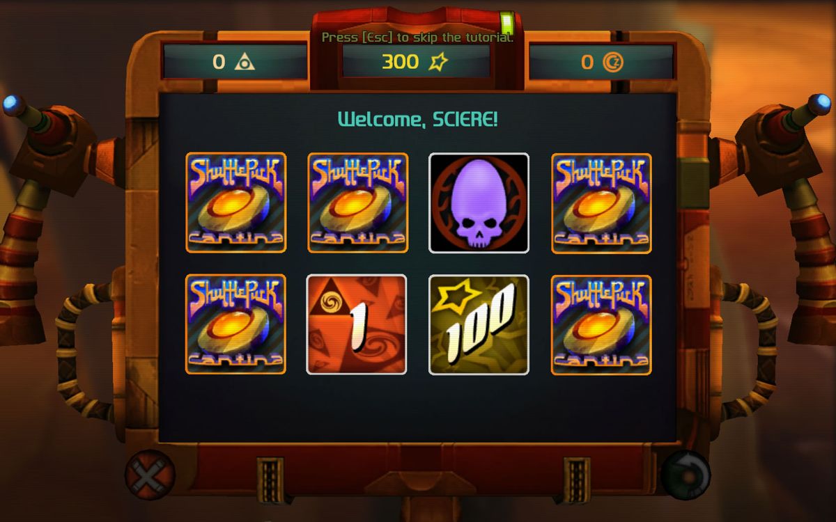 Shufflepuck Cantina (Windows) screenshot: This is the gambling game where you can spend tokens.