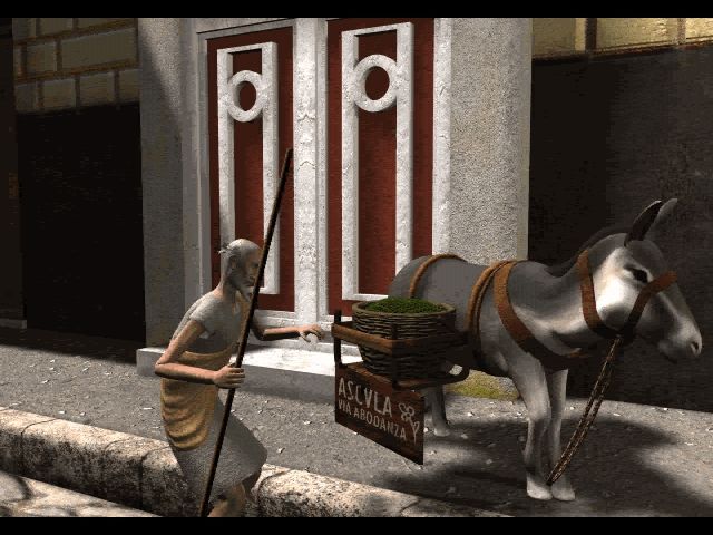 TimeScape: Journey to Pompeii (Windows) screenshot: A donkey with an advertisement