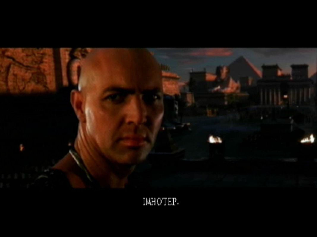 The Mummy (Windows) screenshot: When the player starts a new game a short video sequence containing scenes from the film is played to establish the storyline. This guy was a baddie before he became a mummy