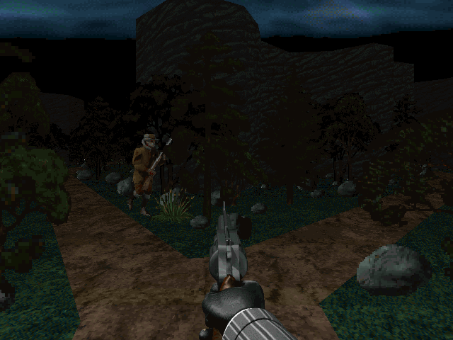 Killing Time (Windows) screenshot: The island offers plenty to explore besides the mansion itself. But beware of evil hunters!..