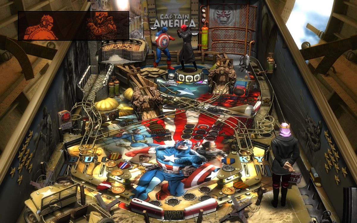 Pinball FX2: Captain America (Windows) screenshot: Full table view