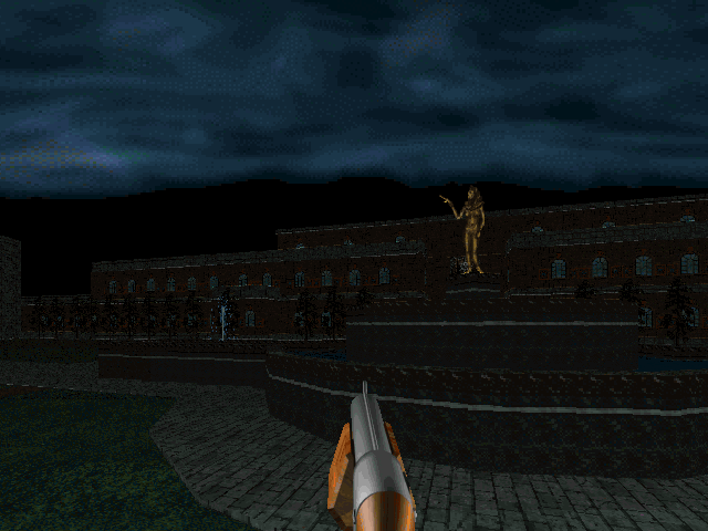 Killing Time (Windows) screenshot: The square in front of the mansion is huge
