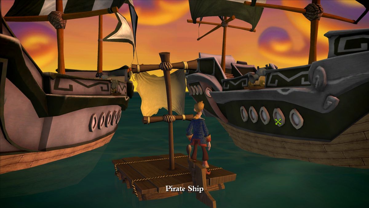 Tales of Monkey Island: Chapter 2 - The Siege of Spinner Cay (Windows) screenshot: Sneaking past the blockade.