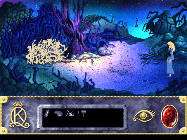 Roberta Williams' King's Quest VII: The Princeless Bride (DOS) screenshot: Beautiful enhanced forest conveys a sad atmosphere