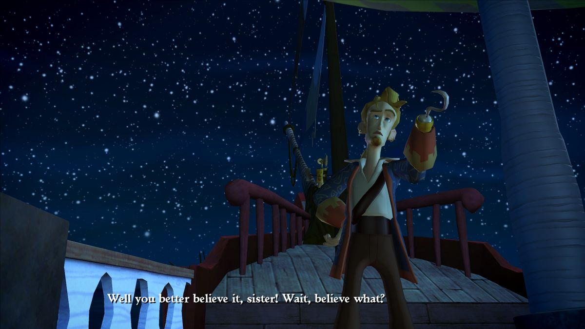 Tales of Monkey Island: Chapter 3 - Lair of the Leviathan (Windows) screenshot: The game starts right where the previous episode ended.
