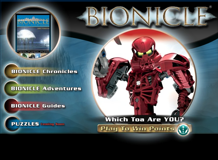 Bionicle: Which Toa Are You? (Browser) screenshot: Title screen.