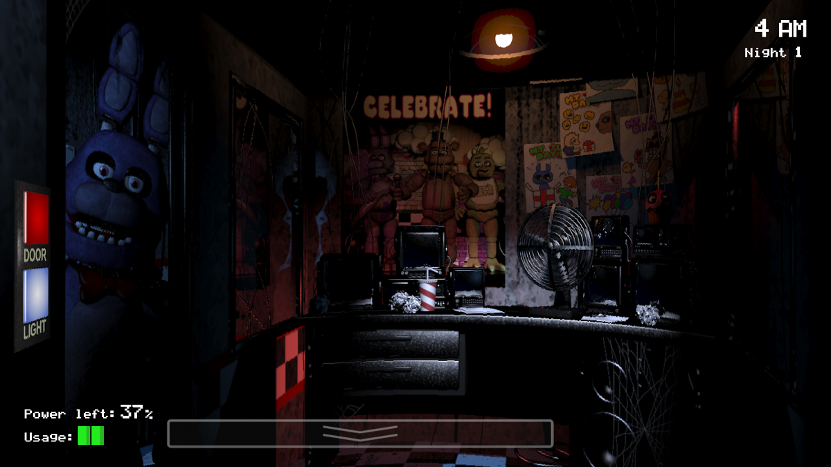 Five Nights at Freddy's (Windows) screenshot: AHH! EVIL BUNNY!