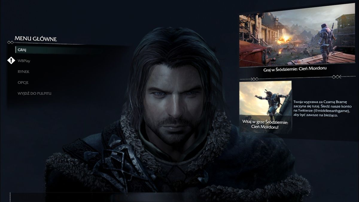 Middle-earth: Shadow of Mordor (Windows) screenshot: Main menu (Polish version)
