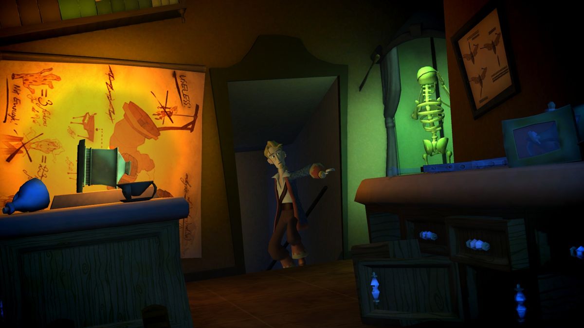 Tales of Monkey Island: Chapter 4 - The Trial and Execution of Guybrush Threepwood (Windows) screenshot: Sneaking into the marquis' laboratory.