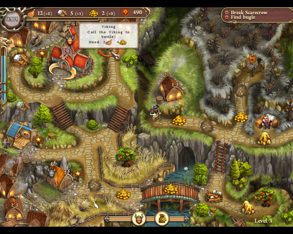 Northern Tale 4 (Windows) screenshot: You can get King Ragnar to recall this Viking to his farm