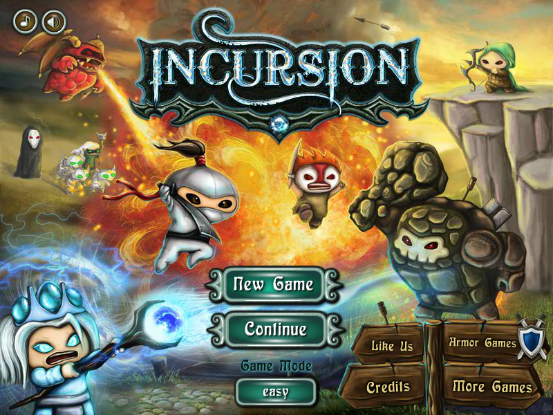 Incursion (Browser) screenshot: Main menu