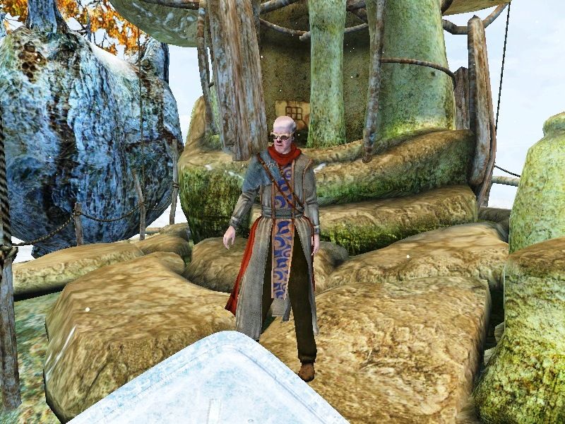 Myst V: End of Ages (Macintosh) screenshot: Eshra seems to appear everywhere without warning