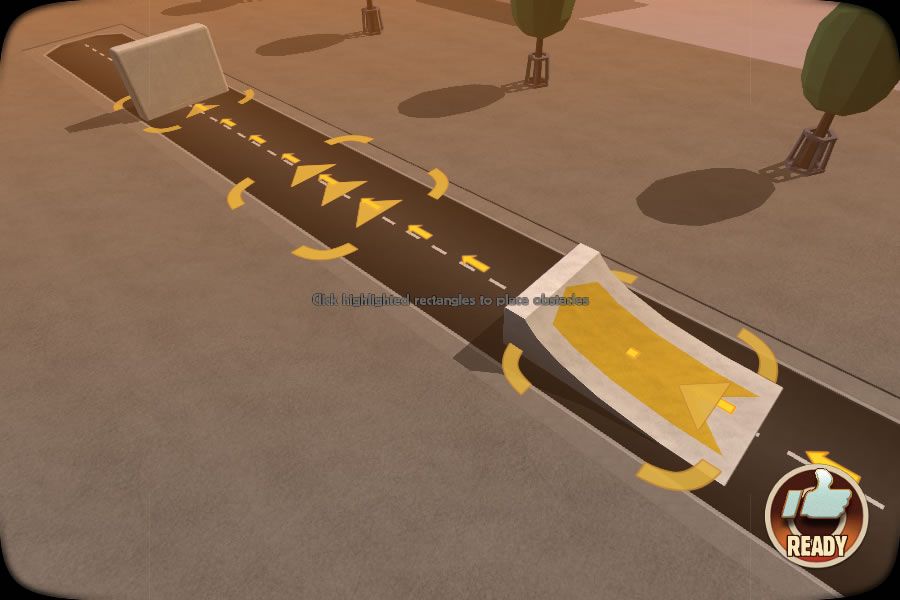 Turbo Dismount (Windows) screenshot: Editing the track to add some obstacles.