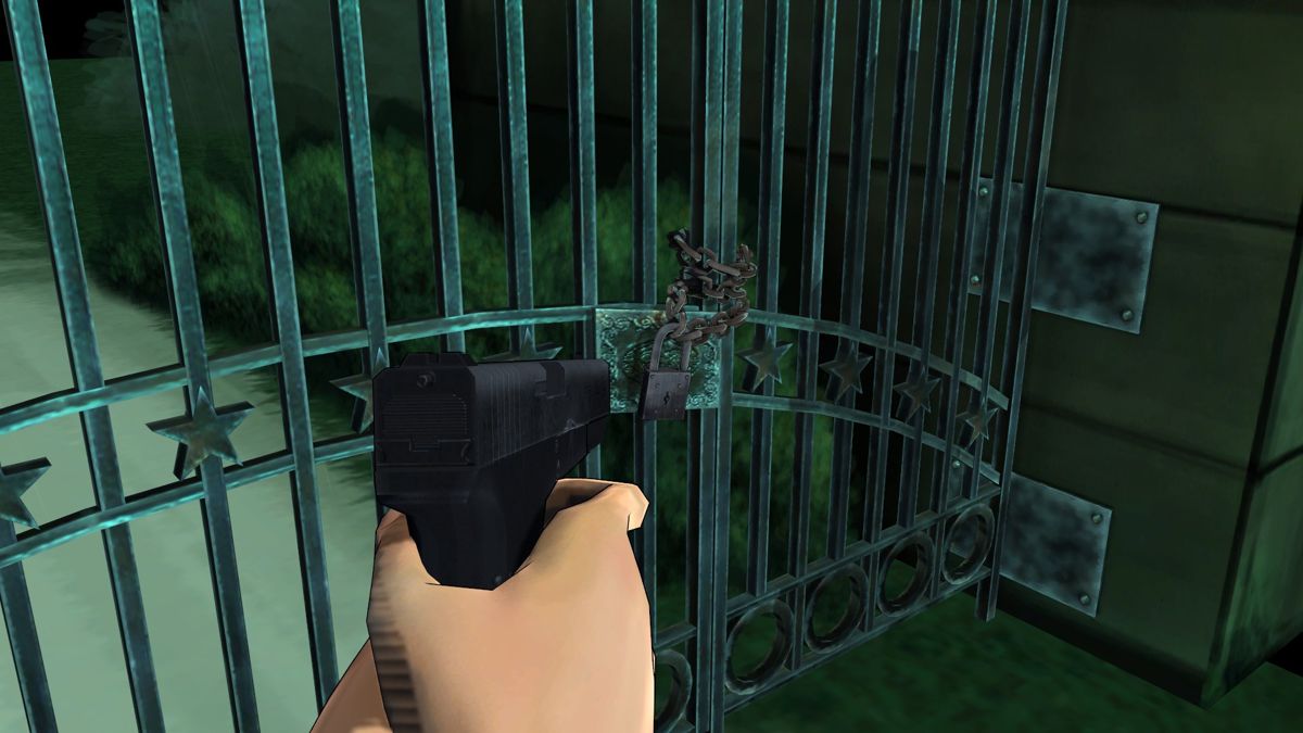 Cognition: An Erica Reed Thriller - Episode 1: The Hangman (Windows) screenshot: No time to go official, shooting the lock is the only way.