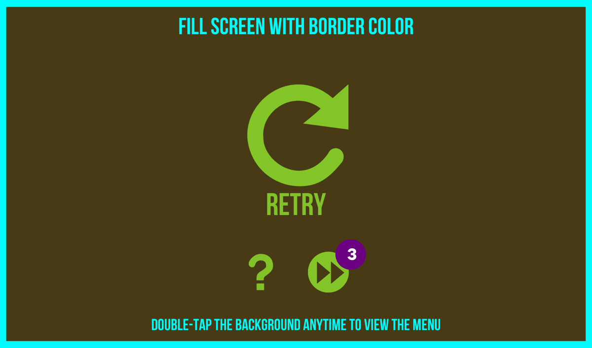 Color Zen (Android) screenshot: You failed. The game offers three opportunities to skip a level.