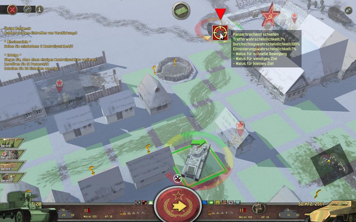 <small>Battle Academy 2: Eastern Front (Windows) screenshot:</small><br> T28 vs. a German troop carrier