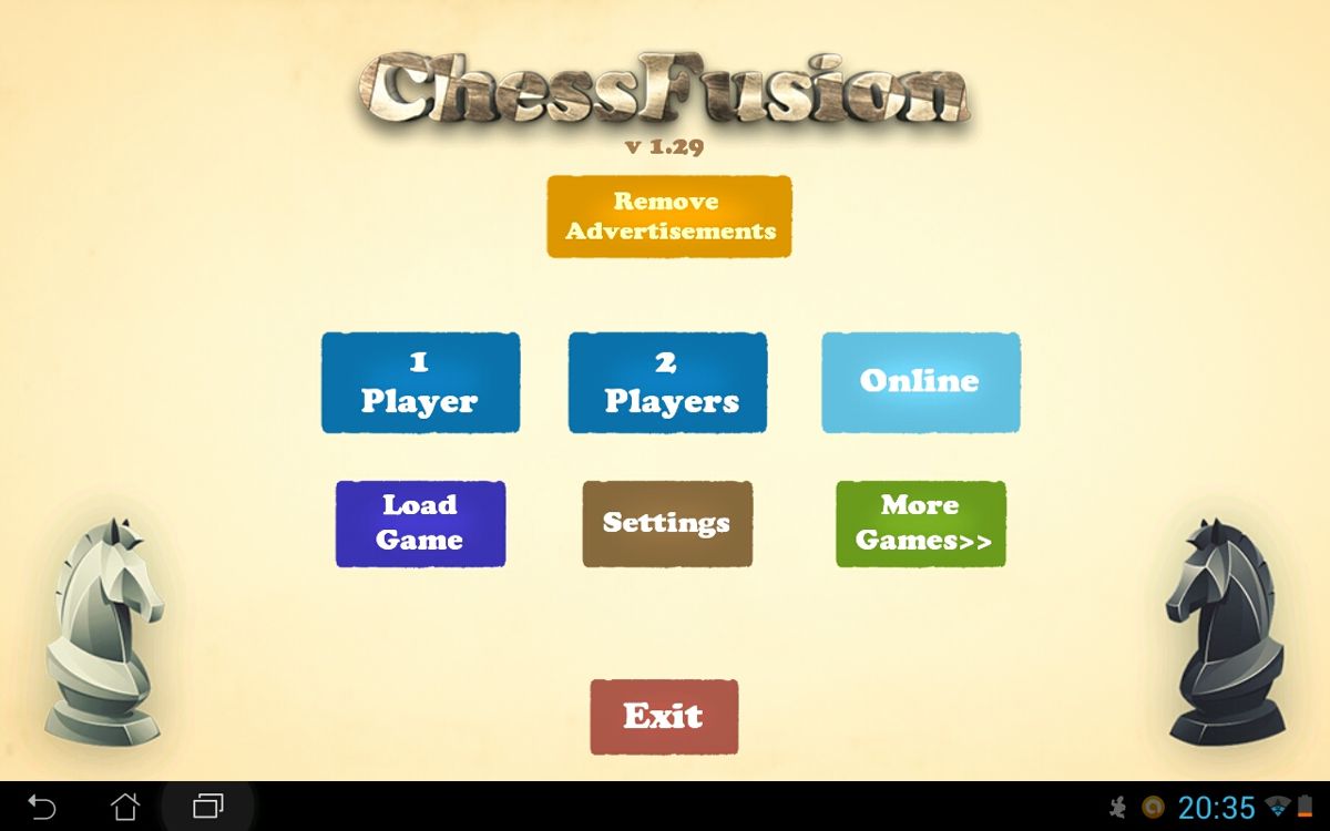 Chess Fusion (Android) screenshot: Main Menu.