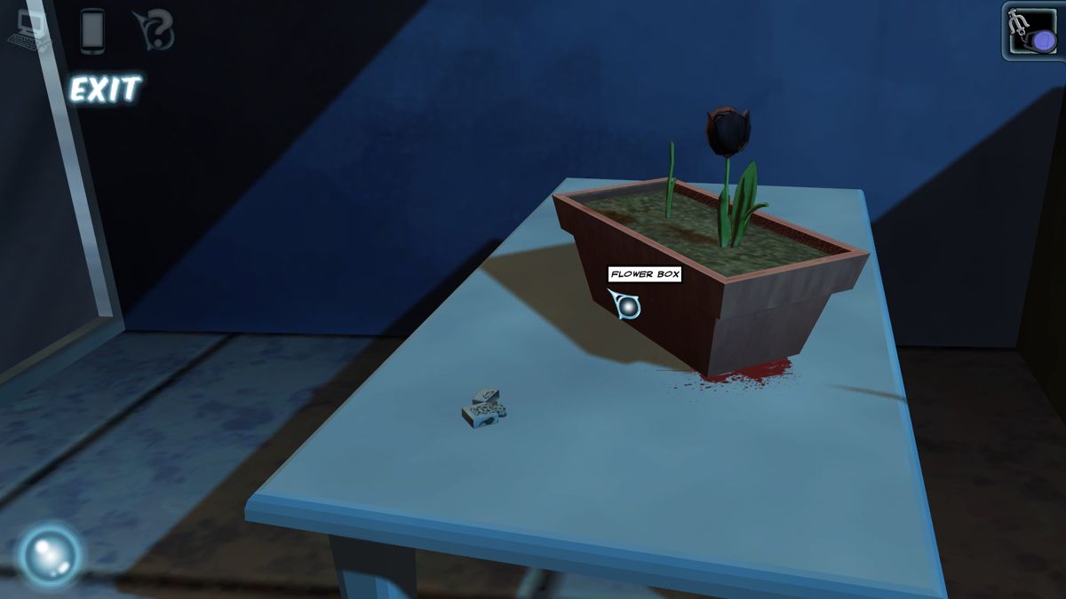 Cognition: An Erica Reed Thriller - Episode 3: The Oracle (Windows) screenshot: There's some blood beneath that flower pot.