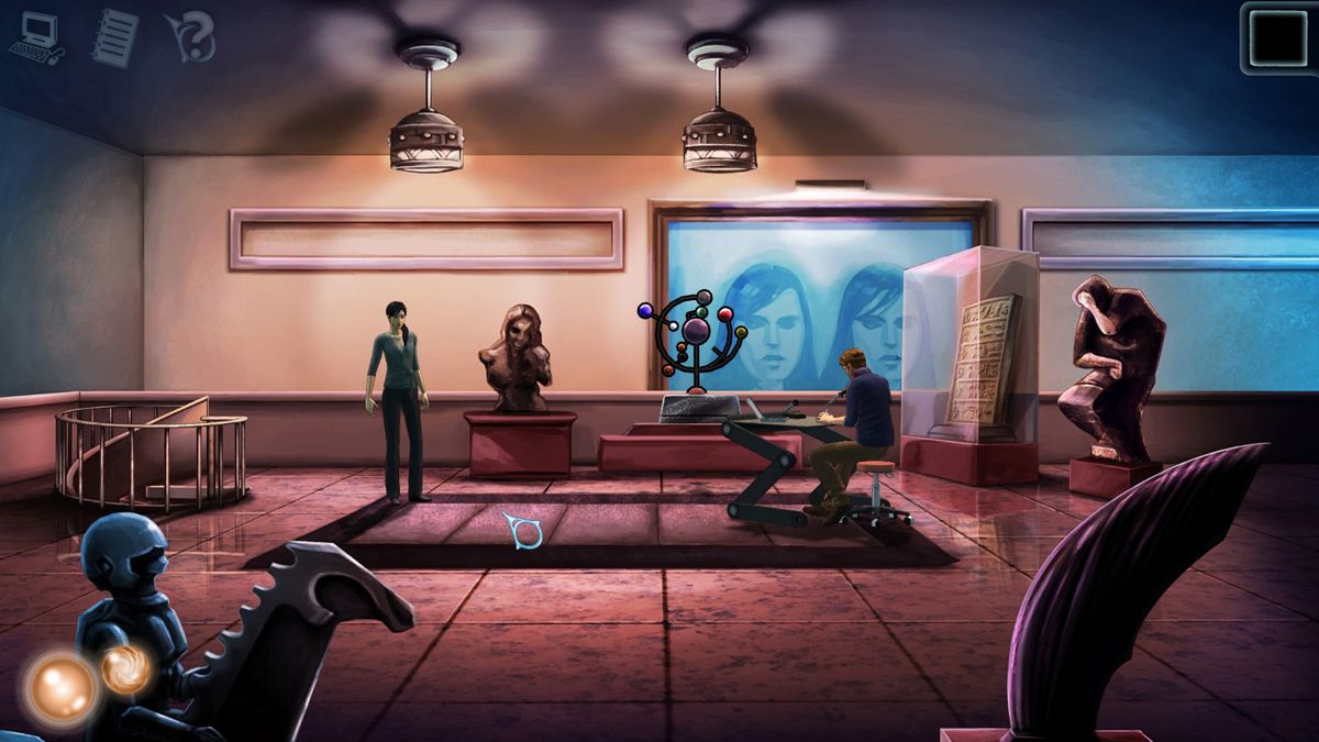 Cognition: An Erica Reed Thriller - Episode 3: The Oracle (Windows) screenshot: Cordelia's brother Keith loves to build contraptions.