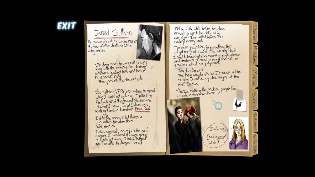 Cognition: An Erica Reed Thriller - Episode 3: The Oracle (Windows) screenshot: Questions behind motives for past crimes are slowly getting answered.