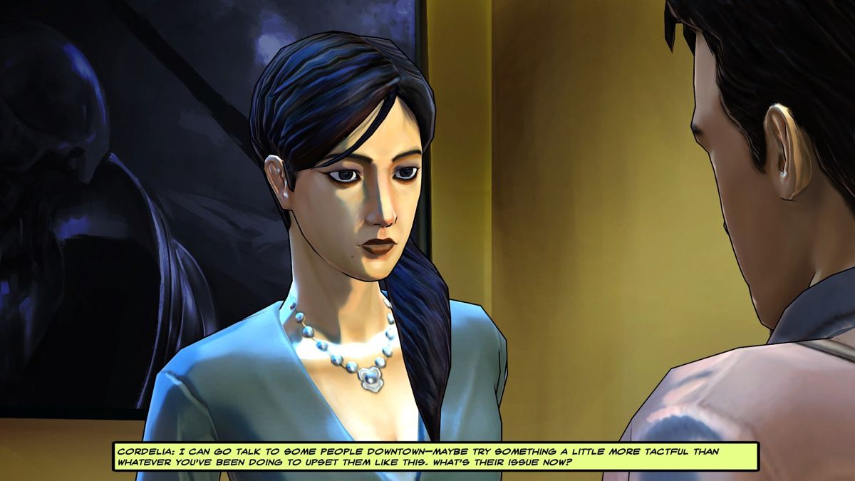 Cognition: An Erica Reed Thriller - Episode 3: The Oracle (Windows) screenshot: Cordelia talking to her brother, Max... notice her different hair style in the past.